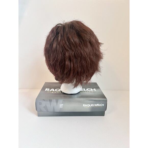 Raquel Welch Synthetic Short Layered Bright Coppery Brown W/ Dark Roots Wig EUC - Picture 3 of 10